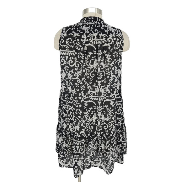 SALONI Tilly Dress Silk Noir Phoenix Fit Flare Shift Sleeveless Button - Picture 5 of 8